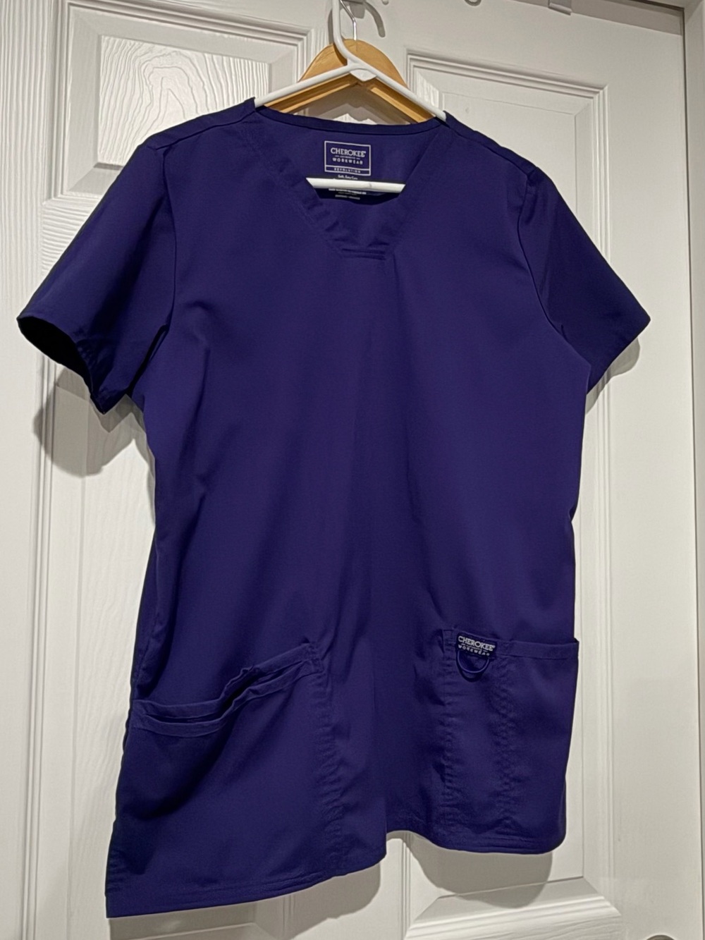Cherokee Purple V-Neck Short Sleeve Medical Top
